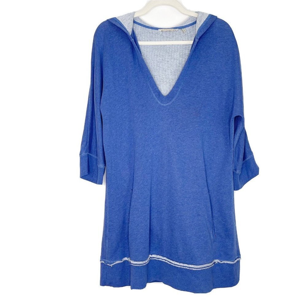 Soft Surroundings Terry Sweatshirt Hoodie Womens Size XS Blue Pullover Tunic‎
